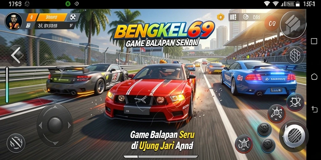 Gameplay seru BENGKEL69 dengan grafik menawan dan balapan cepat.