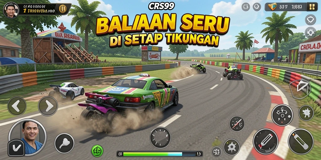 Gameplay balapan yang seru dan penuh aksi di CRS99.