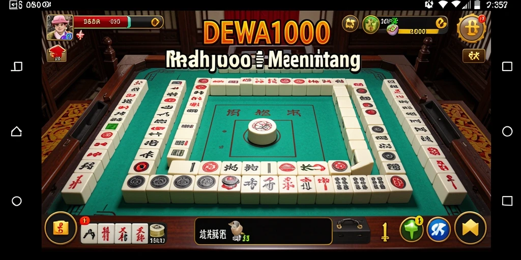 Tampilan gameplay DEWA1000 dengan ubin Mahjong yang berwarna-warni.