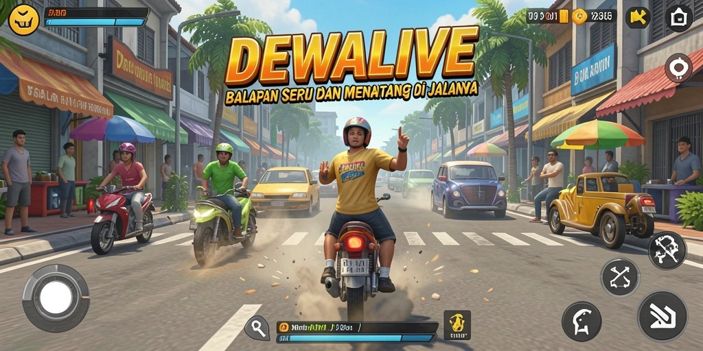 Tampilan mendebarkan gameplay balapan DEWALIVE.