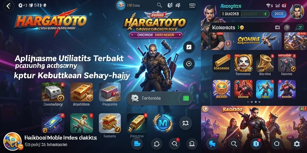 Tampilan utama HARGATOTO dengan fitur utilitas yang menarik.