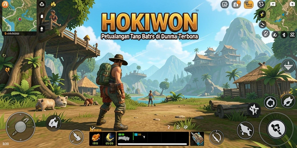Gameplay HOKIWON menampilkan dunia terbuka yang luas dan penuh petualangan.