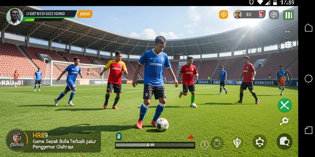 Tangkapan layar menampilkan aksi seru dalam game sepak bola.