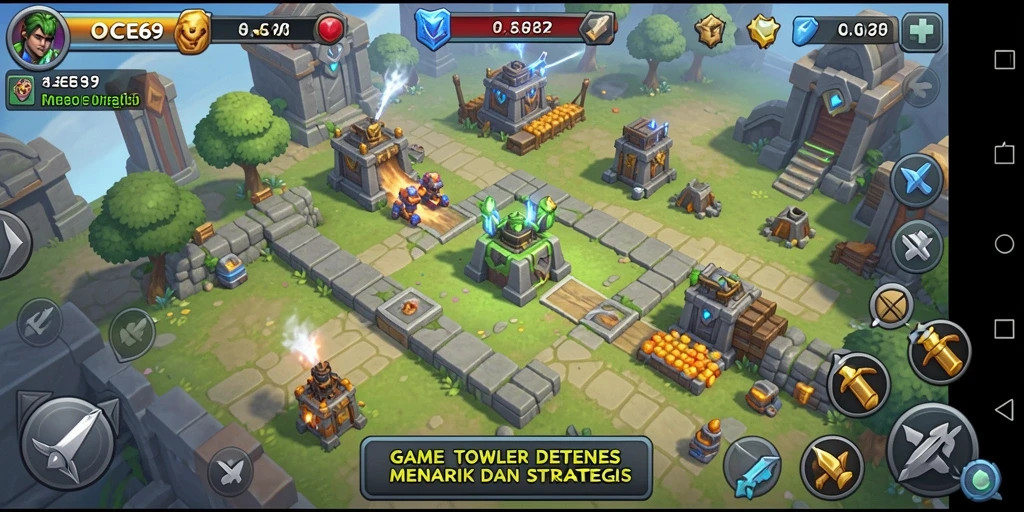 Tampilan gameplay OCE69 yang seru dalam strategi Tower Defense.