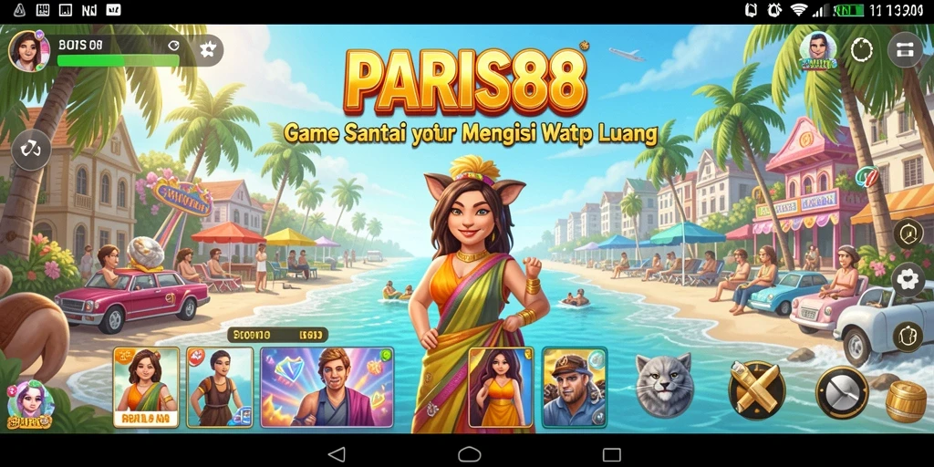 Screenshot utama PARIS88 menampilkan gameplay yang penuh warna dan interaktif.
