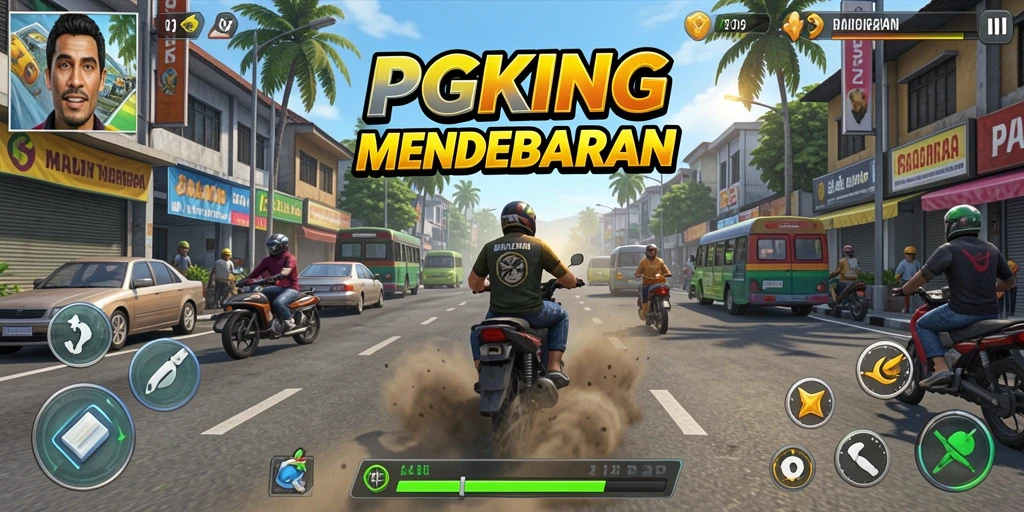 Screenshot PGKING menampilkan balapan seru di jalanan yang menantang.