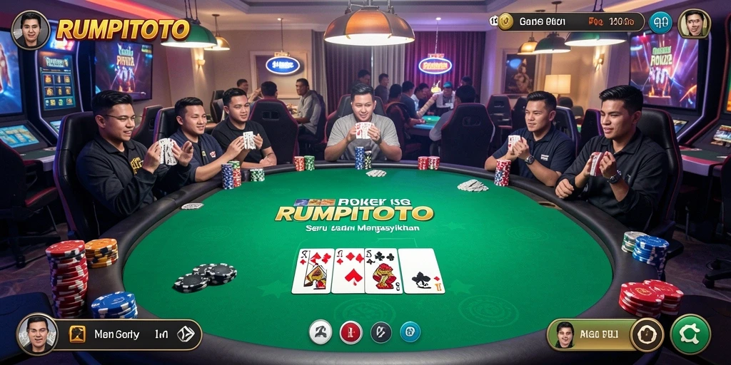 Tampilan gameplay RUMPITOTO dengan suasana poker yang mendebarkan.
