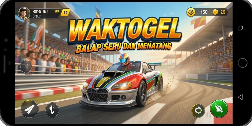 Tampilan gameplay seru dari WAKTOGEL saat balapan.
